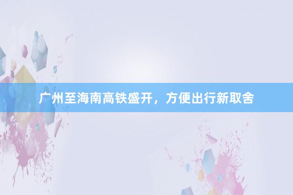 广州至海南高铁盛开，方便出行新取舍